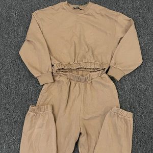 Zara tan  jogger set size small